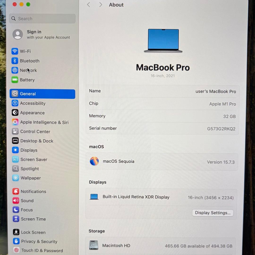 MacBook Pro 16インチ M1 Proメモリ32GB SSD512GB