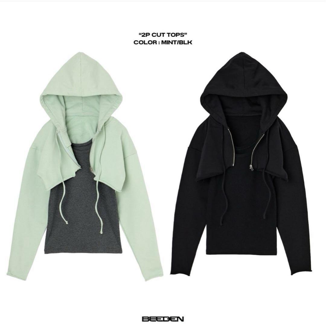 BEEDEN バックロゴ クロップド丈 ジップアップ パーカー