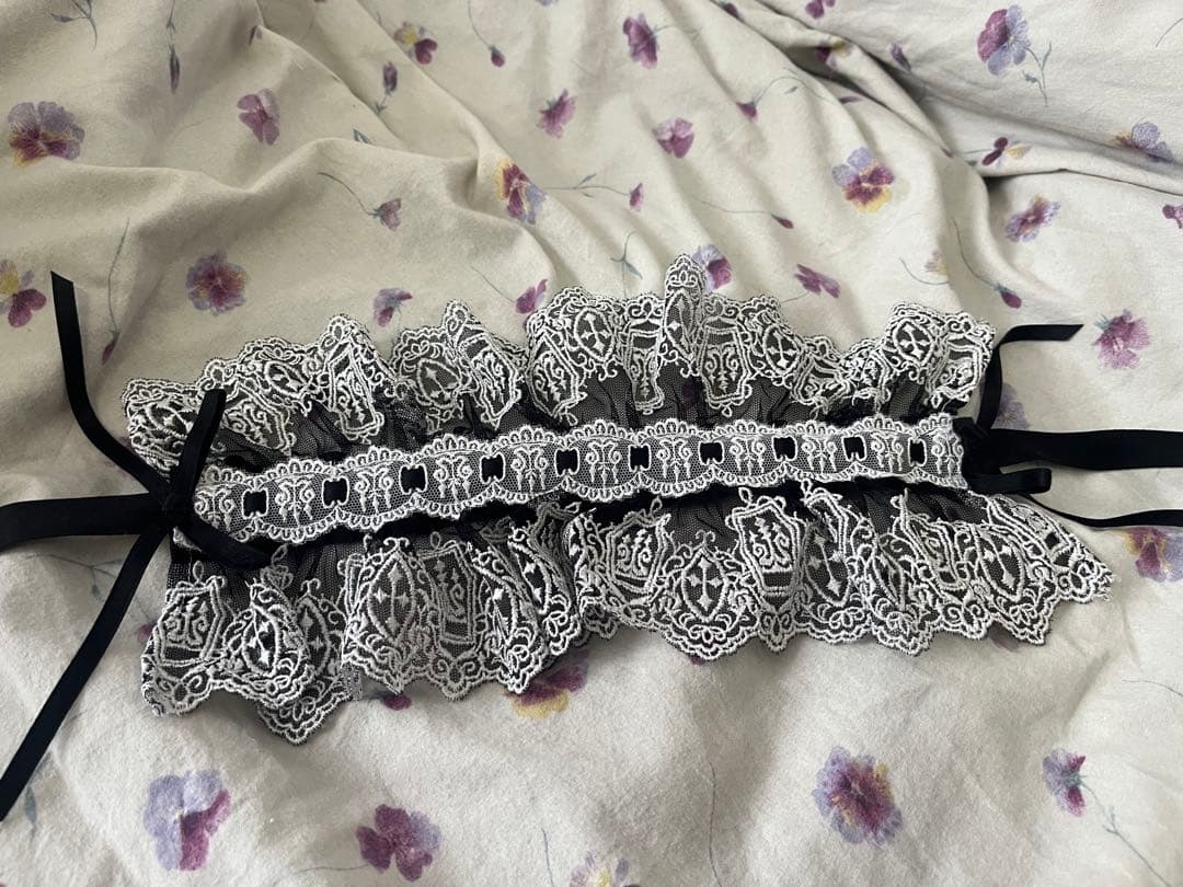 燭台レースヘッドドレス　黒×白