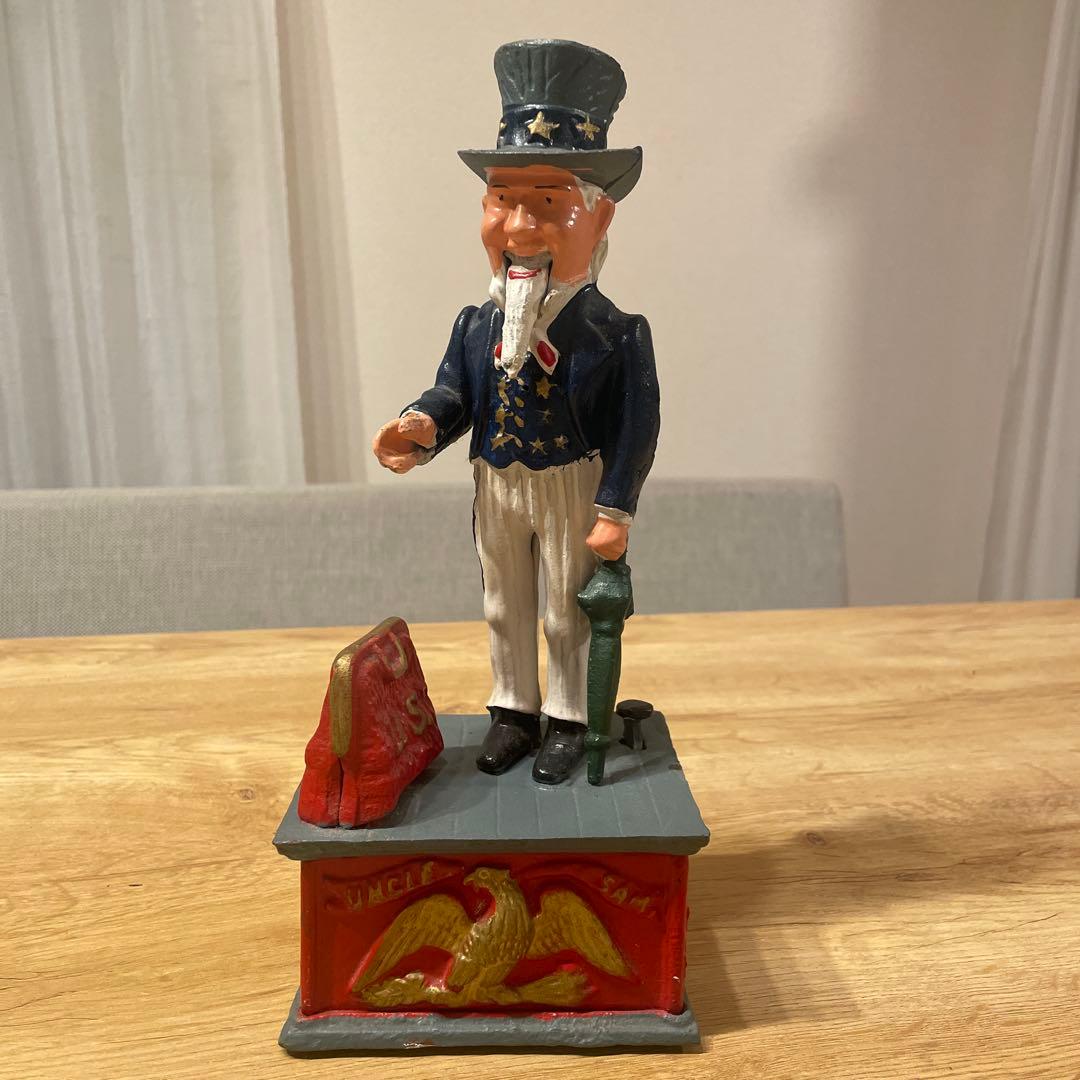 送料込みアンクルサム鉄製バンク70年代80年代／ビンテージ○