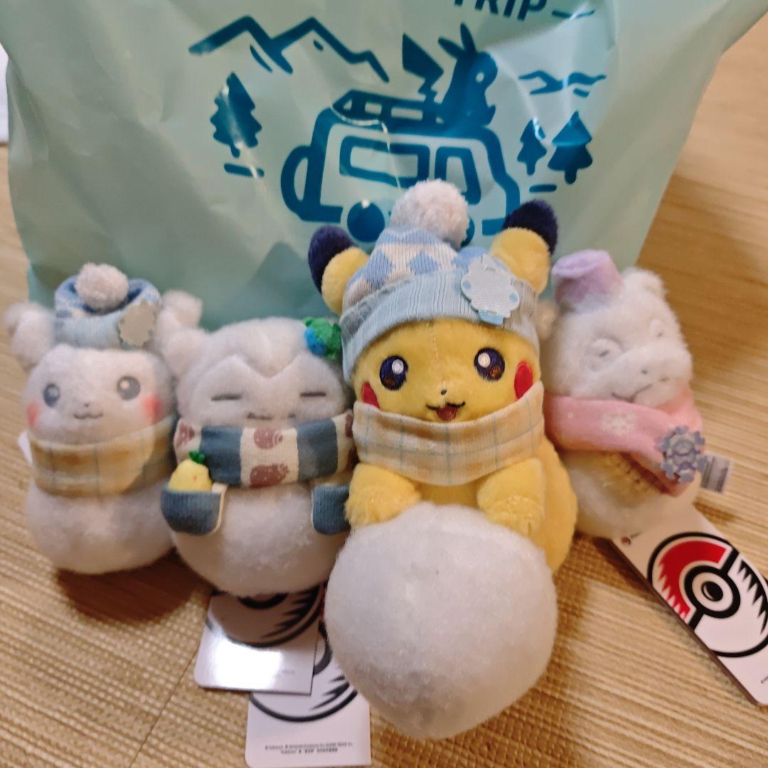 新品未使用 4体セット​​ピカチュウ カビゴン ヤドン ぬいぐるみ 雪だるま