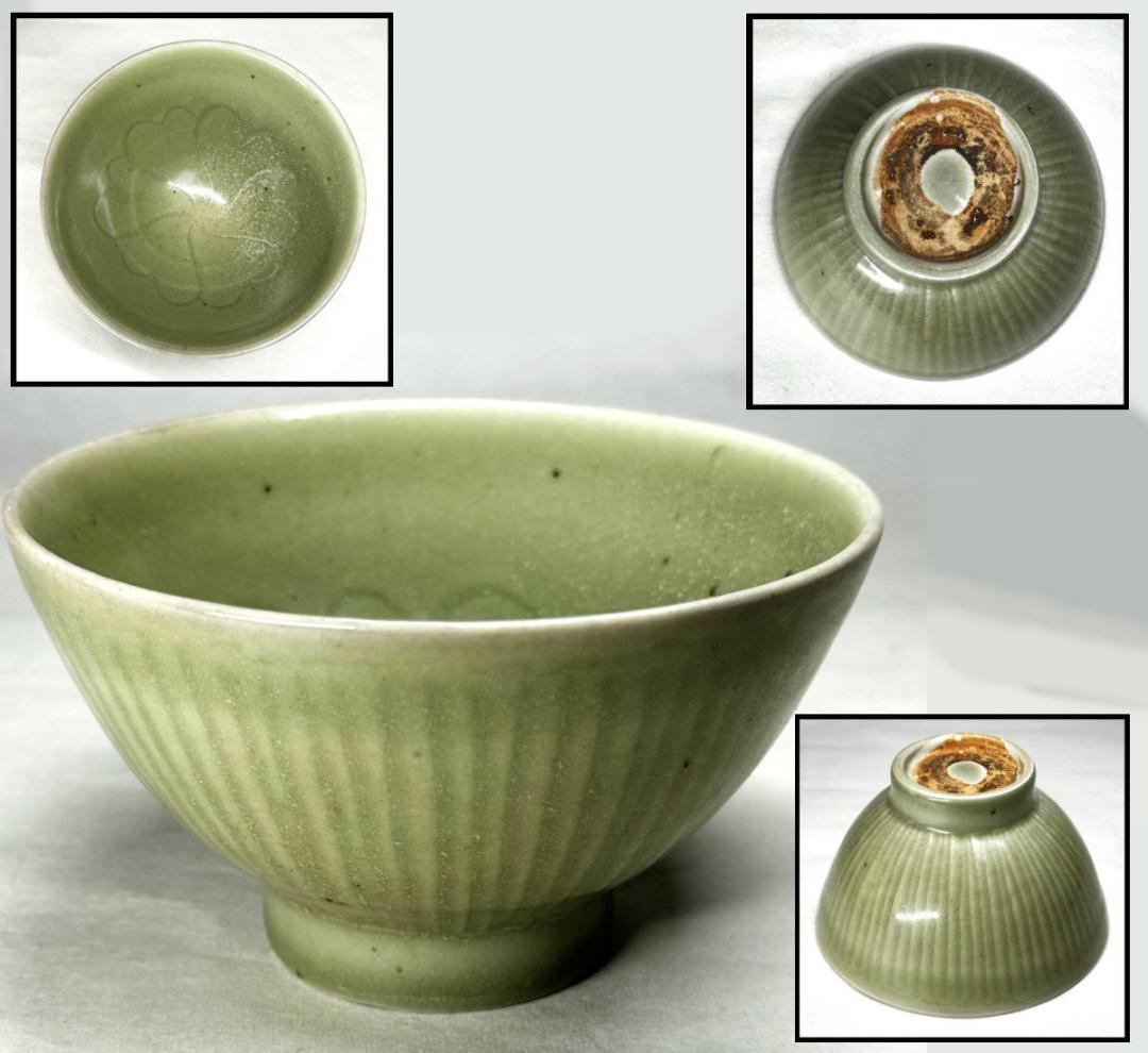 宋時代 龍泉窯青磁茶碗 無傷 時代品 伝世品焼物 歴史唐物 ウブ品WWTT197
