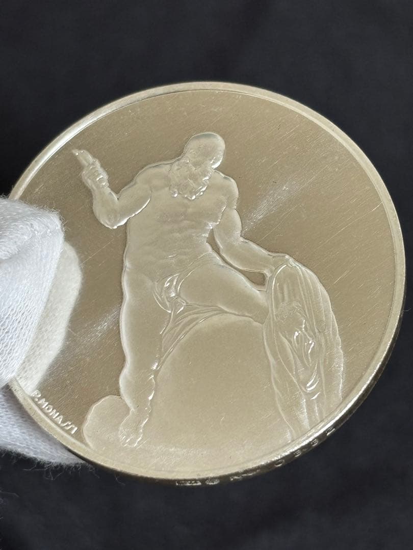 【純銀製】ミケランジェロ生誕五百年記念純銀メダル 純銀刻印有り！重量40.6g