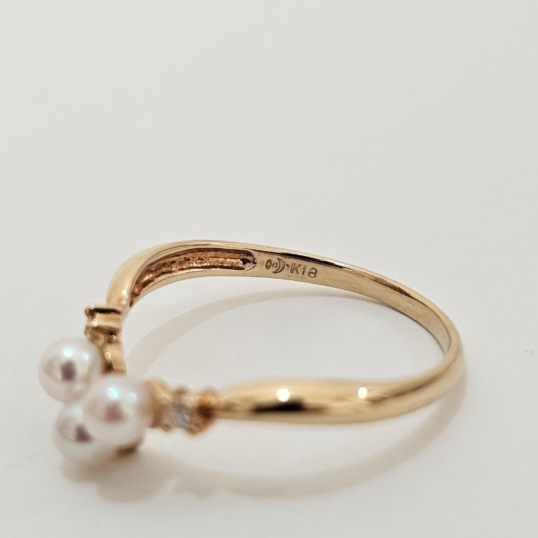 1984 タサキパールダイヤリングK18YGイエローゴールド14.5号3.4mm