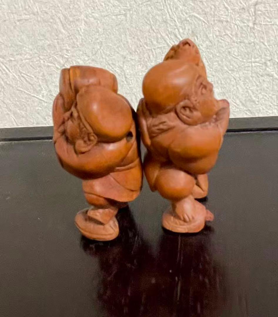 恵比寿様大黒様　根付　七福神　木彫