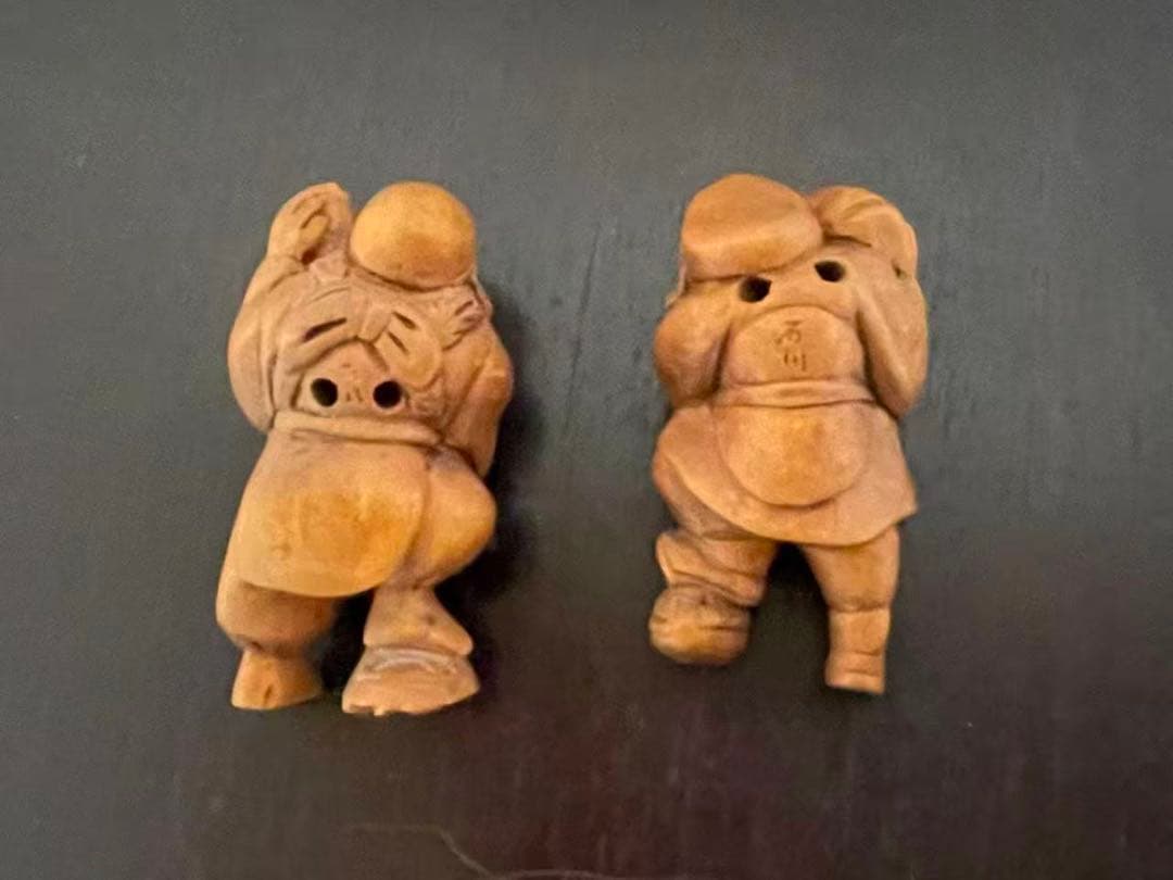 恵比寿様大黒様　根付　七福神　木彫