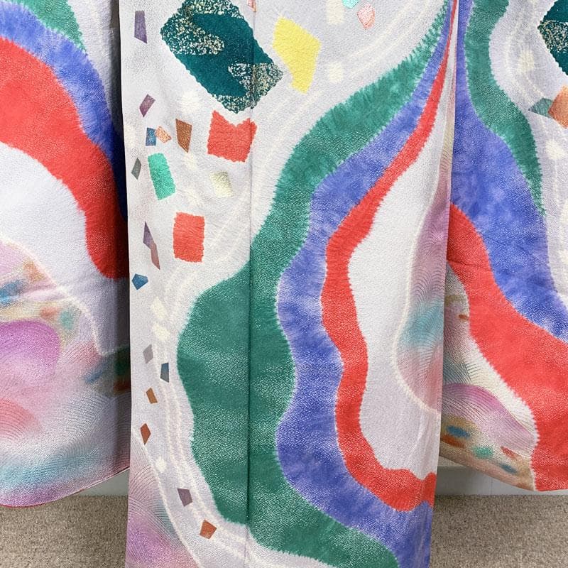 510z33☆個性的！振袖 銀通し 絞り染 金彩 ラメ箔☆美品 成人式 結婚式