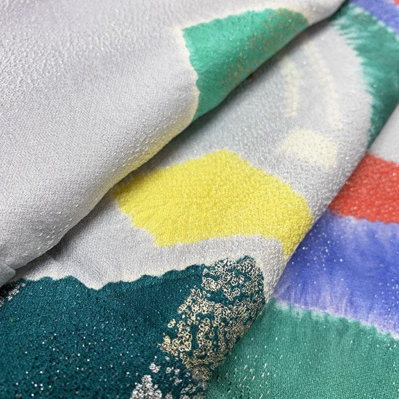 510z33☆個性的！振袖 銀通し 絞り染 金彩 ラメ箔☆美品 成人式 結婚式