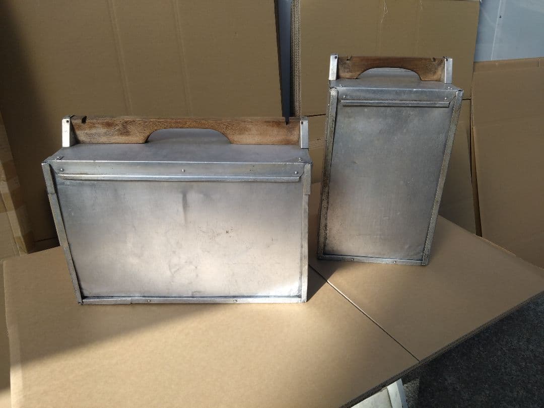 アルミ 出前箱 おかもち 2個セット インテリア 古小道具 昭和 レトロ 町中華