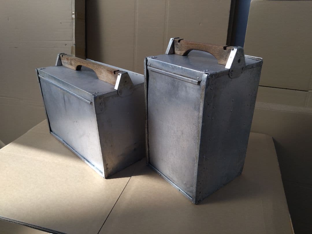 アルミ 出前箱 おかもち 2個セット インテリア 古小道具 昭和 レトロ 町中華