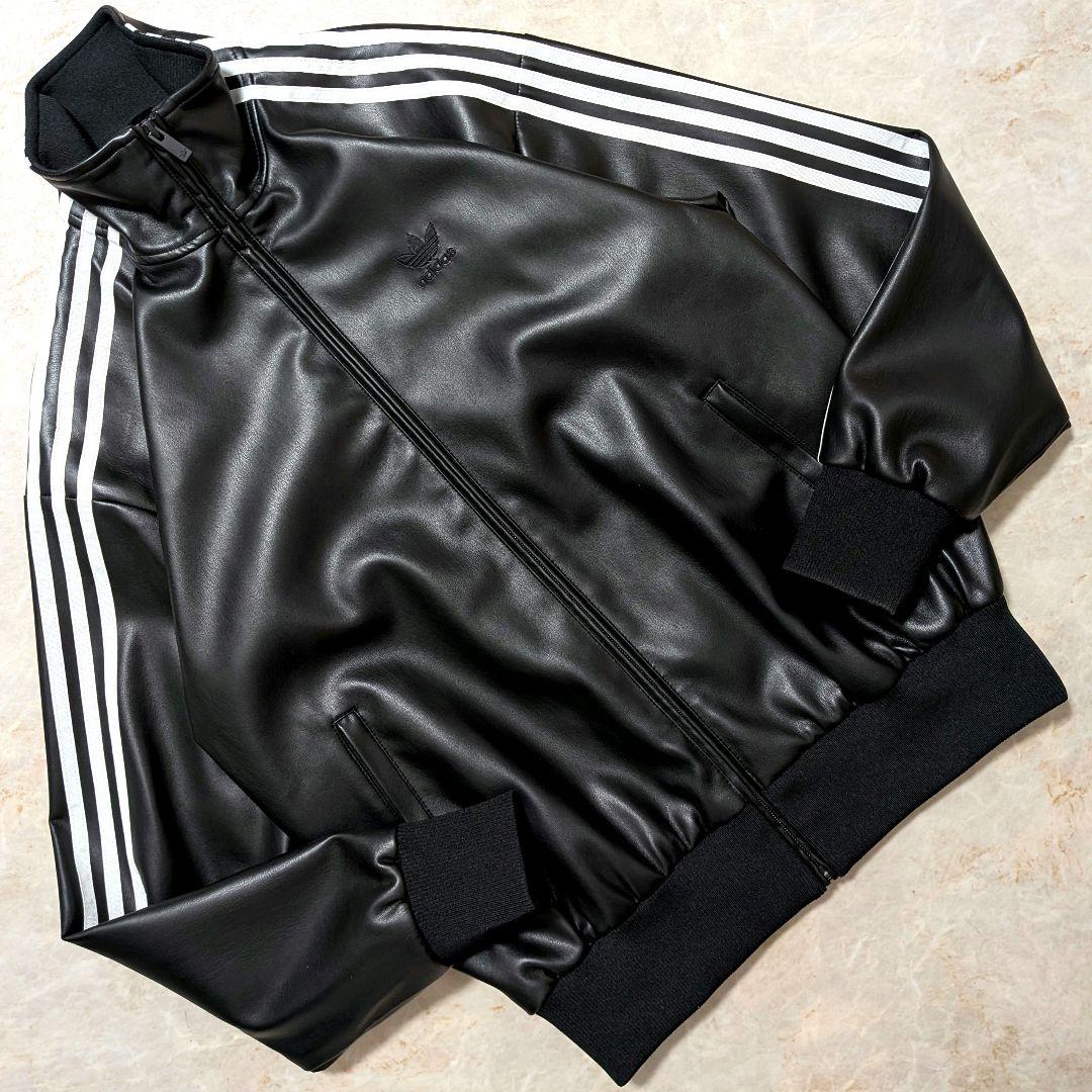 超希少★極美品 アディダス フェイクレザージャケット 黒白 L フィリックス