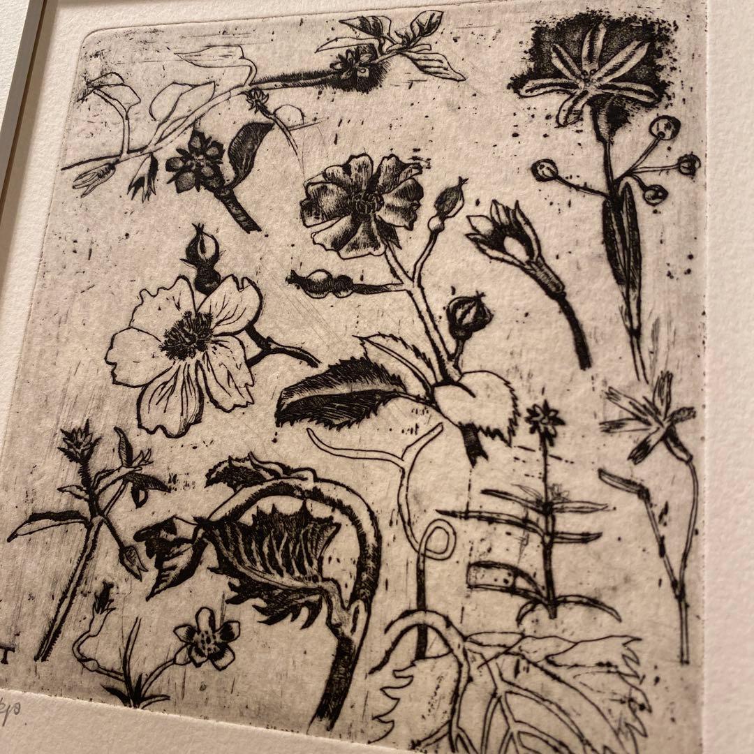 中本達也 「小さな花」 AP 額装品 東京国立近代美術館所蔵品 銅版画