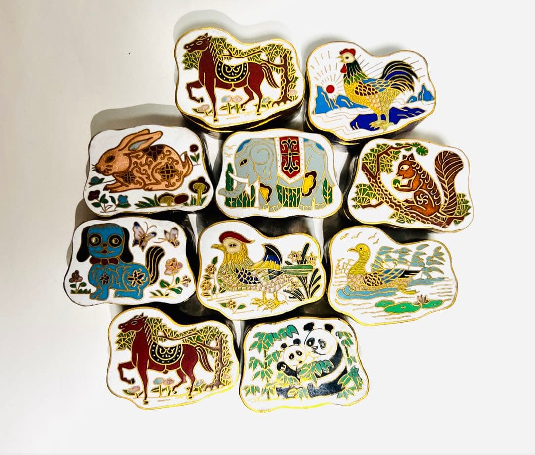 アンティーク 香合 10個セット 七宝焼 中国