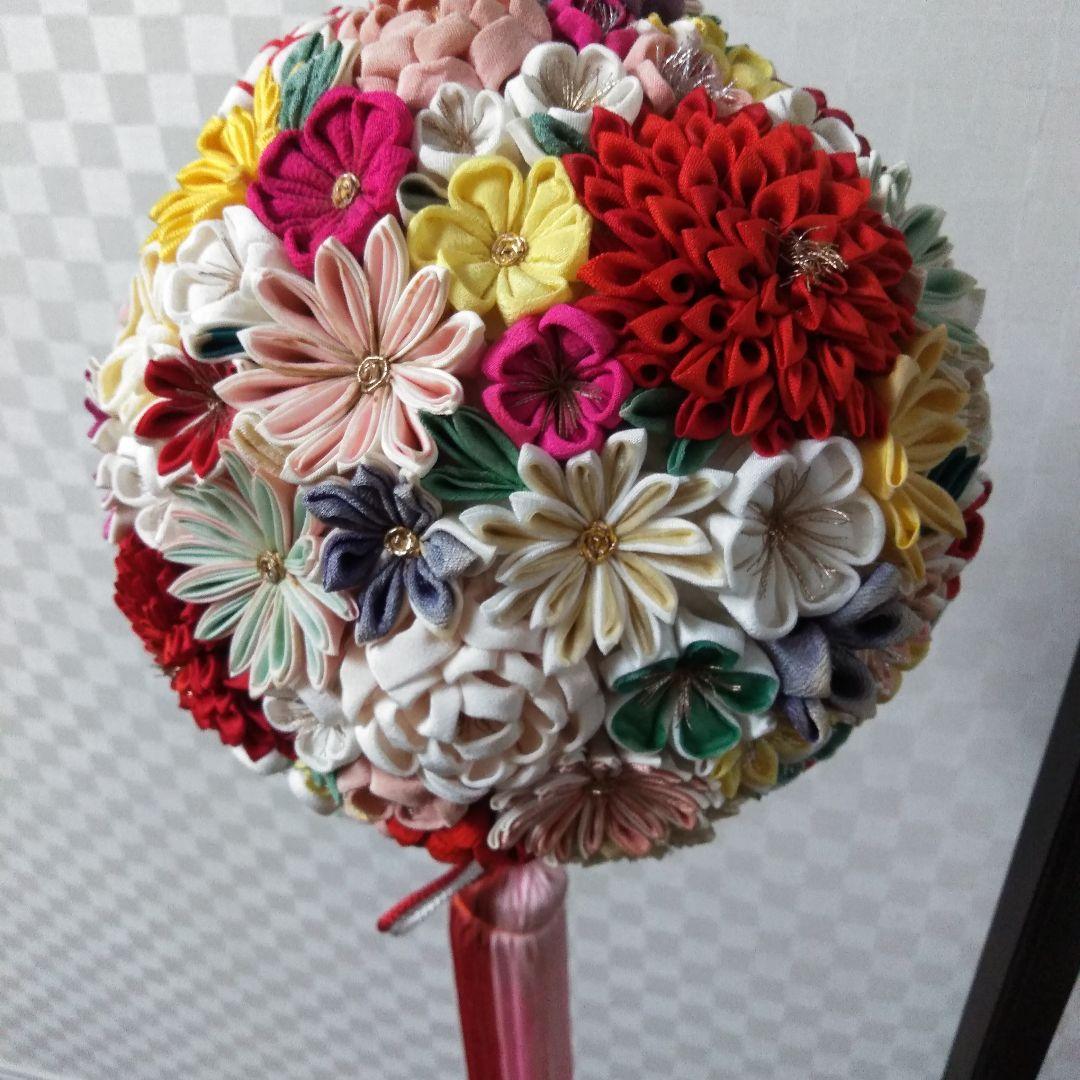 つまみ細工　吊りくす玉　てまり