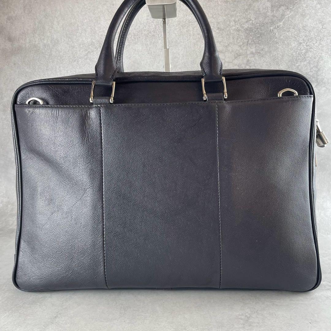 【美品✨】FUJITAKA 2way レザー ビジネスバッグ オーブ ネイビー