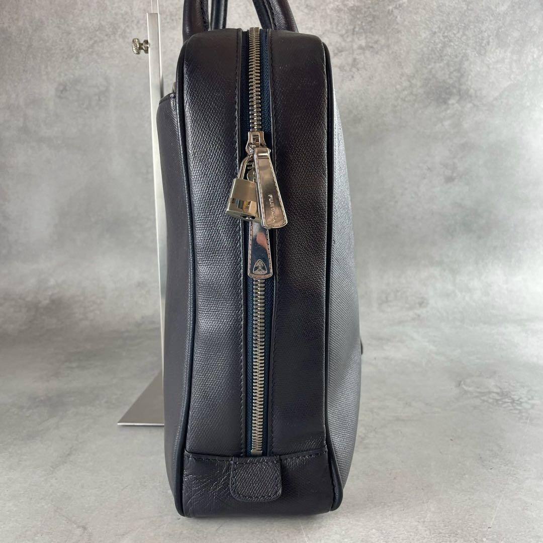 【美品✨】FUJITAKA 2way レザー ビジネスバッグ オーブ ネイビー