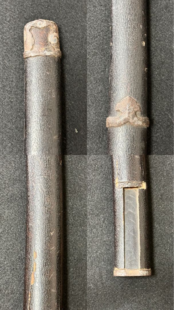 小太刀拵 刃渡約52.3cm 象嵌　亥目貫　鉄地鍔　竹光 古刀 時代物 古美術