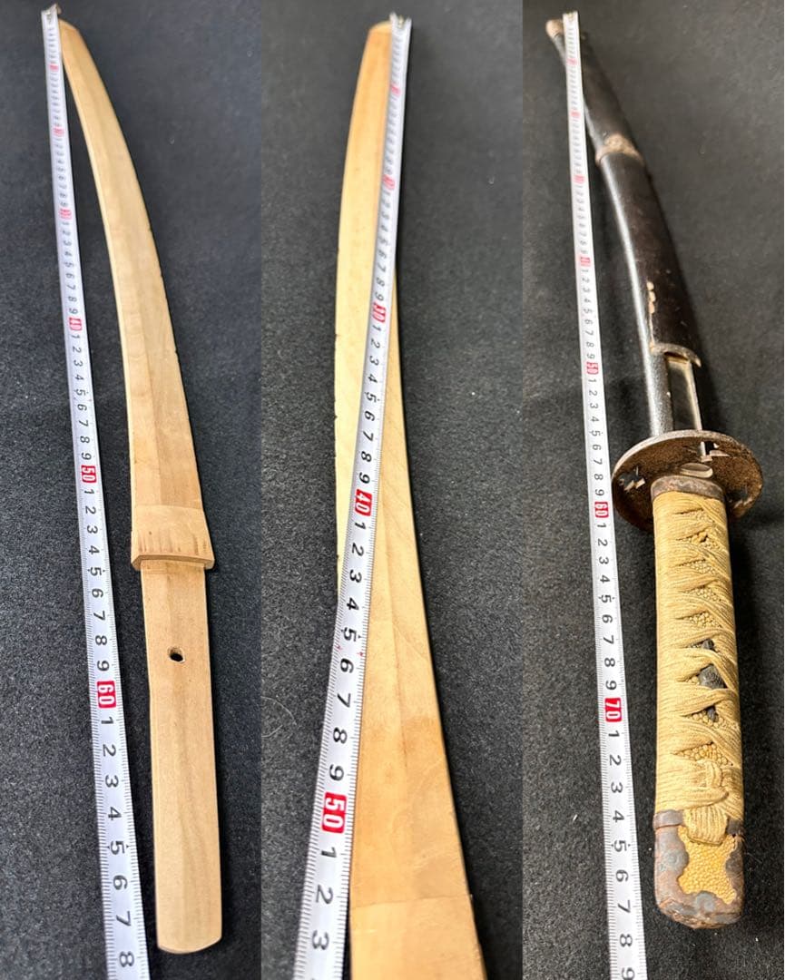 小太刀拵 刃渡約52.3cm 象嵌　亥目貫　鉄地鍔　竹光 古刀 時代物 古美術