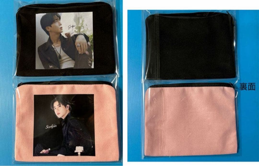 BTS JIN キャンバスポーチ（ブラック・ピンク）