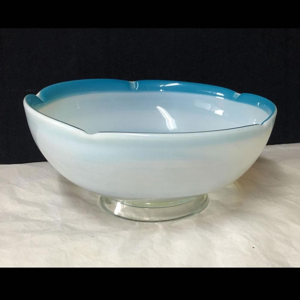 e2254 乳白ガラス 鉢 口径21.5cm ガラス鉢 乳白色 硝子鉢