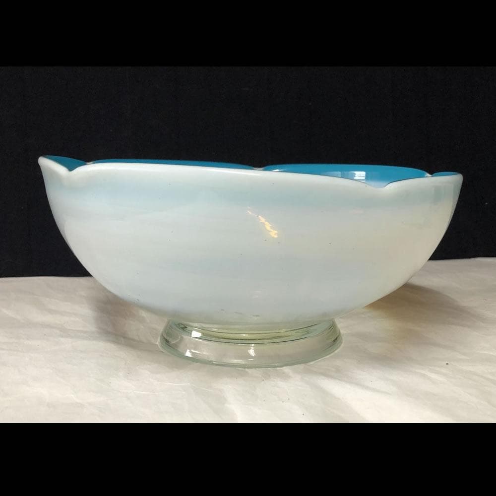 e2254 乳白ガラス 鉢 口径21.5cm ガラス鉢 乳白色 硝子鉢