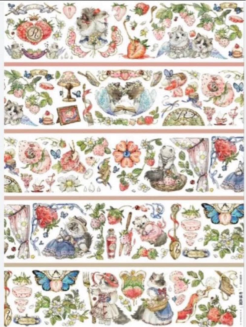 贝壳光 6.5cm×10m 布偶庄园 海外マスキングテープ　海外マステ　ネコ