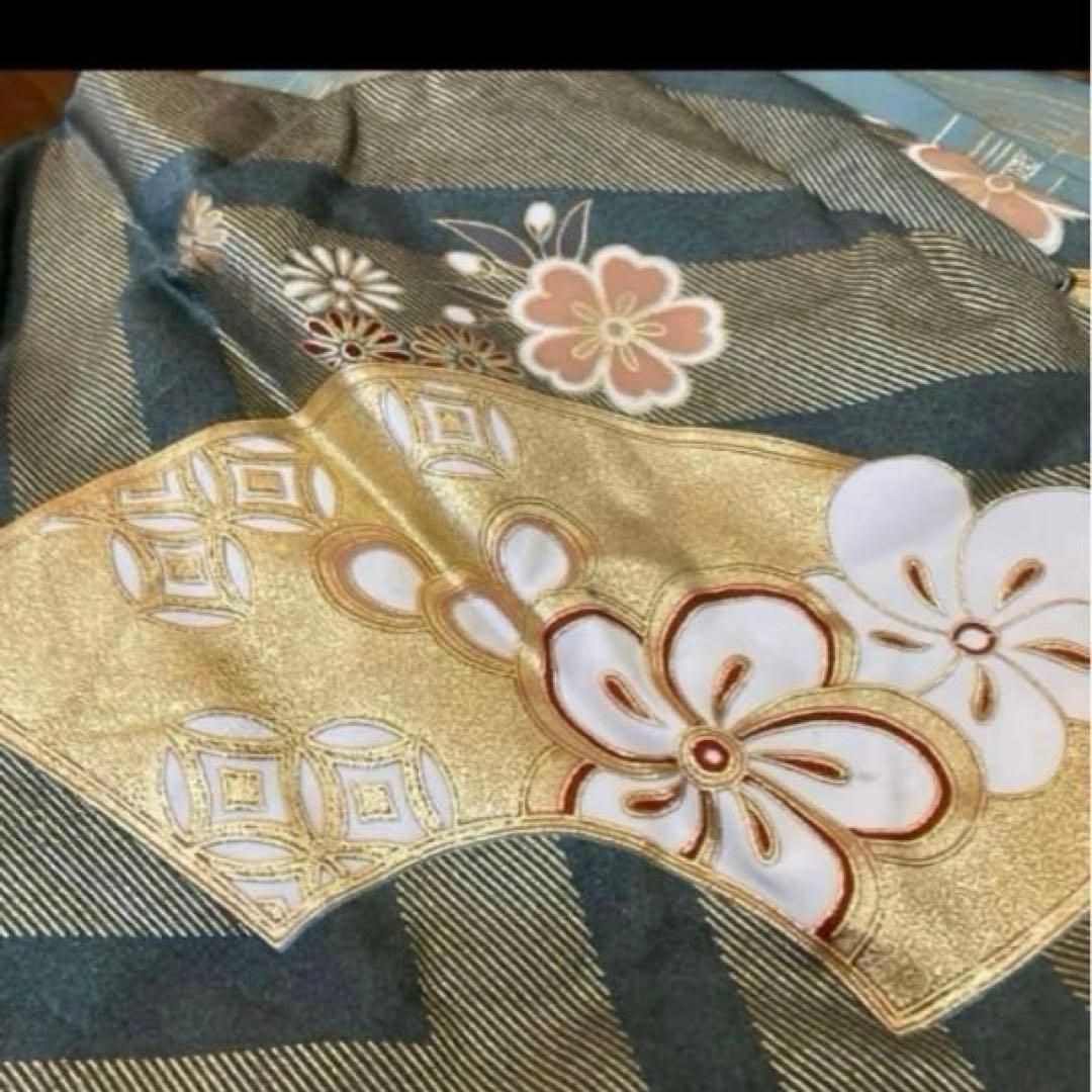 未使用 正絹 豪華振袖 華やかな金銀彩模様 手縫い156-166cmの方適用