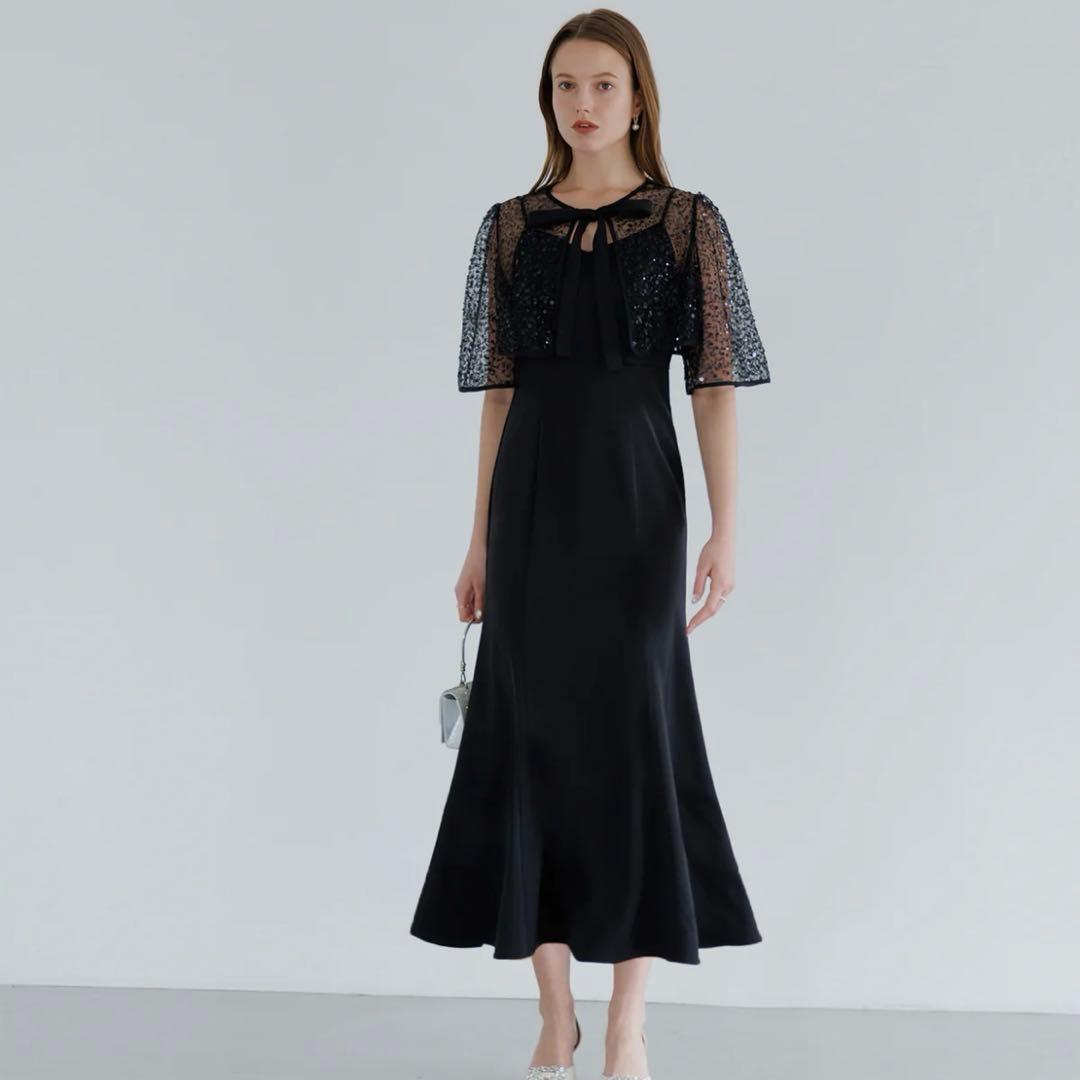 【LEJA】スパンコールビジューボレロマーメイドドレスワンピース