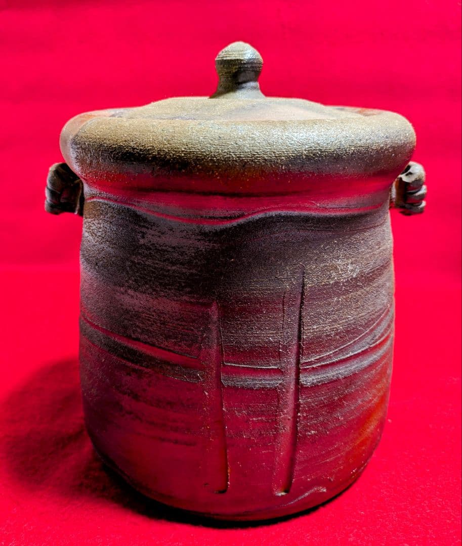 備前/茶道具/見附文雄 耳付水指/水指ｐ 日本茶/備前焼 工芸品/茶道 水指