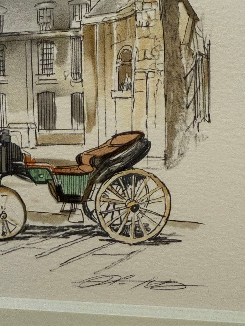 藤田西洋　馬と馬車の風景 センジェルメン ドゥ プレ教会