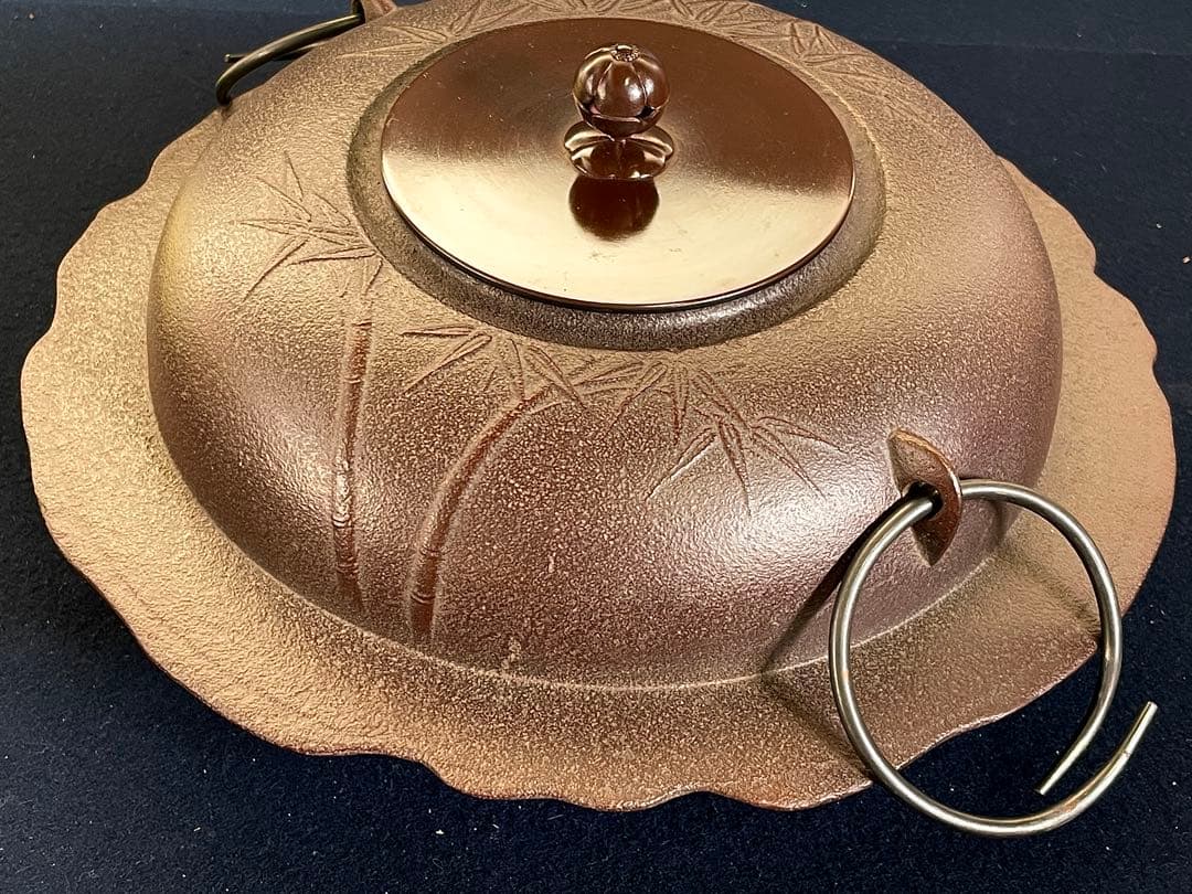 割引❣️「祖」 釜師 敬典 竹地紋 透木釜 釜鐶 透木共箱 A