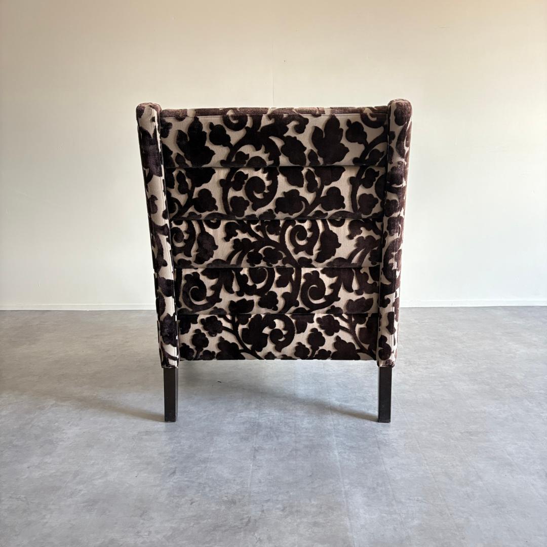 ヴィンテージ ハイバック ラウンジチェア ファブリック×総柄