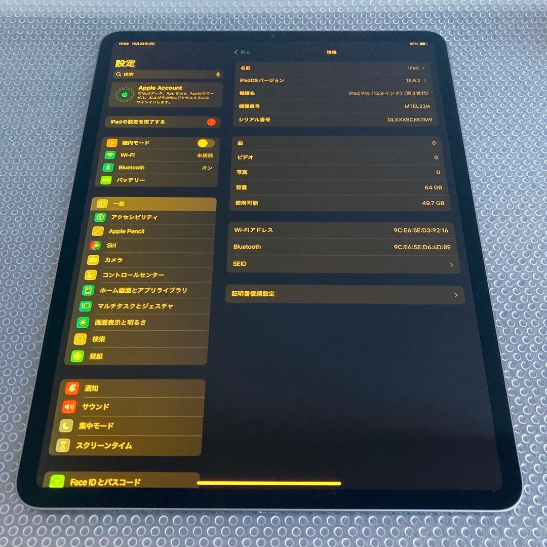 297【早い者勝ち】電池最良好☆iPad Pro3 第3世代 12.9インチ☆