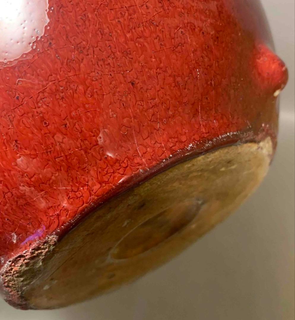 中国 紅釉丸形炉（洗筆）　f2250911