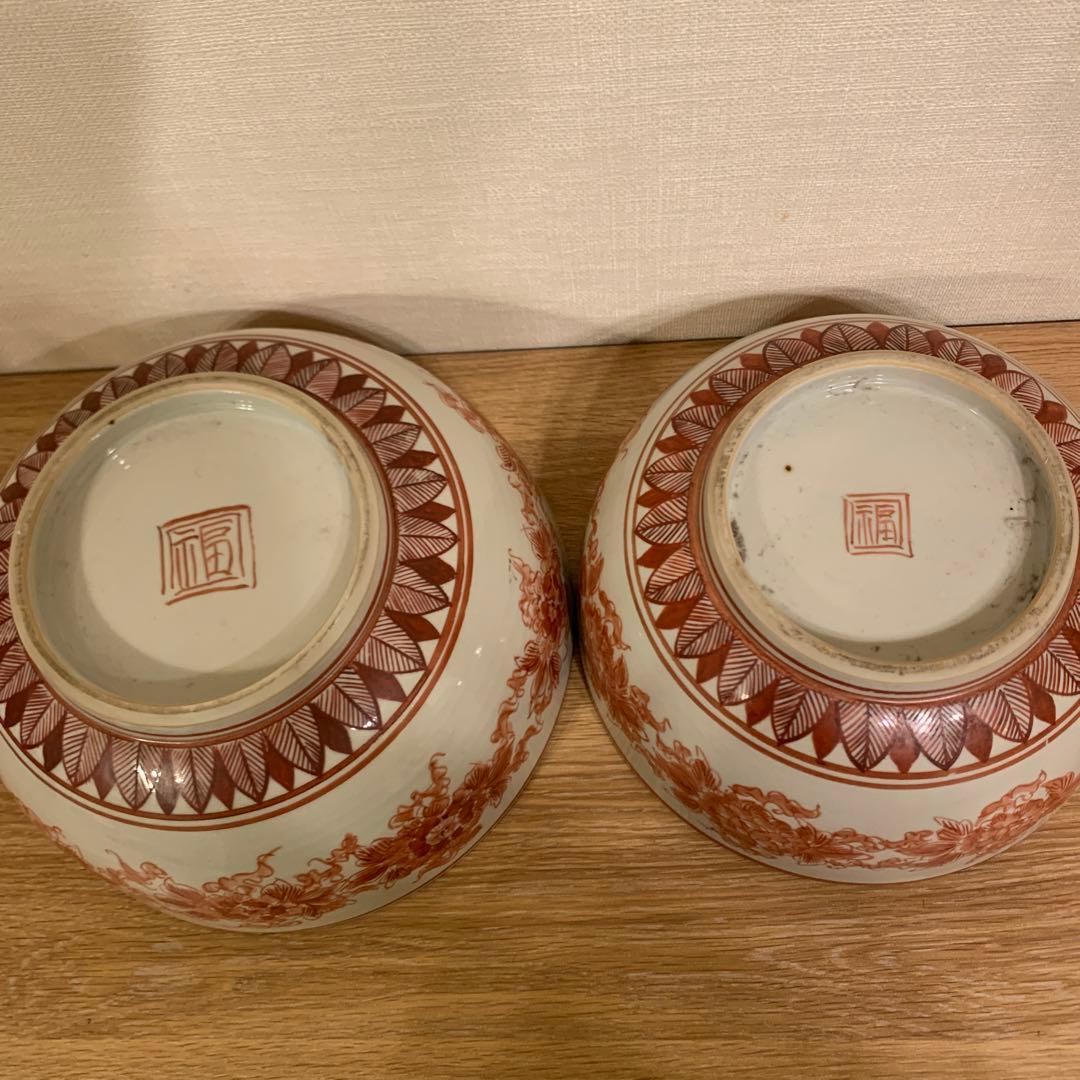 アンティーク　鉢 角福　鳳凰絵付け繊細 39