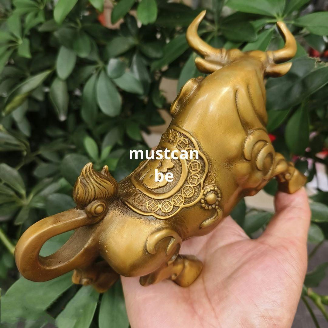 銅器 牛気沖天 応接間 玄関 茶卓 事務机 開運 風水 置物 装飾品 工芸品