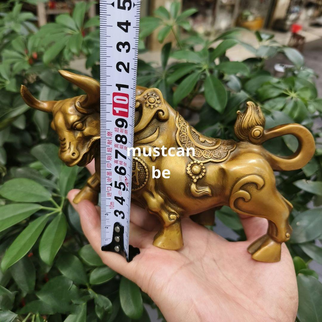 銅器 牛気沖天 応接間 玄関 茶卓 事務机 開運 風水 置物 装飾品 工芸品