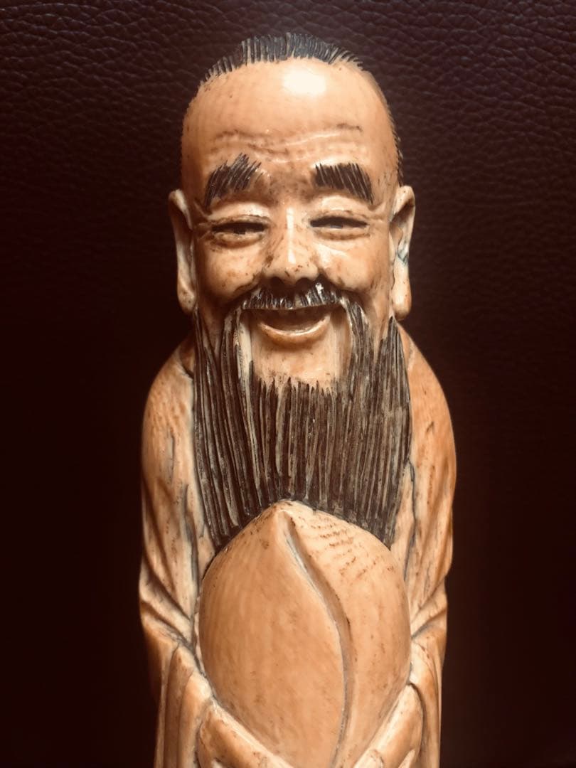 天然素材 唐物 象牙調　中国清代 寿老人 仏像 置物 骨董 古美術