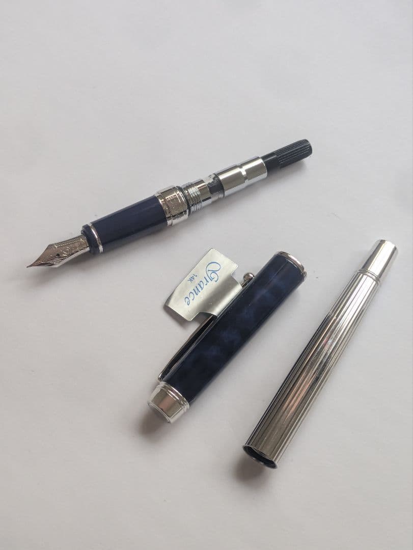 パイロット　グランセ　ロジウム＆マーブル　万年筆　細字　ブルー