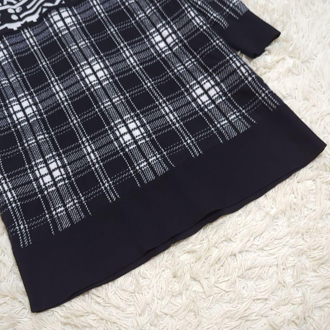 美品 パーリーゲイツ 22年モデル ニットワンピース チェック ハイネック