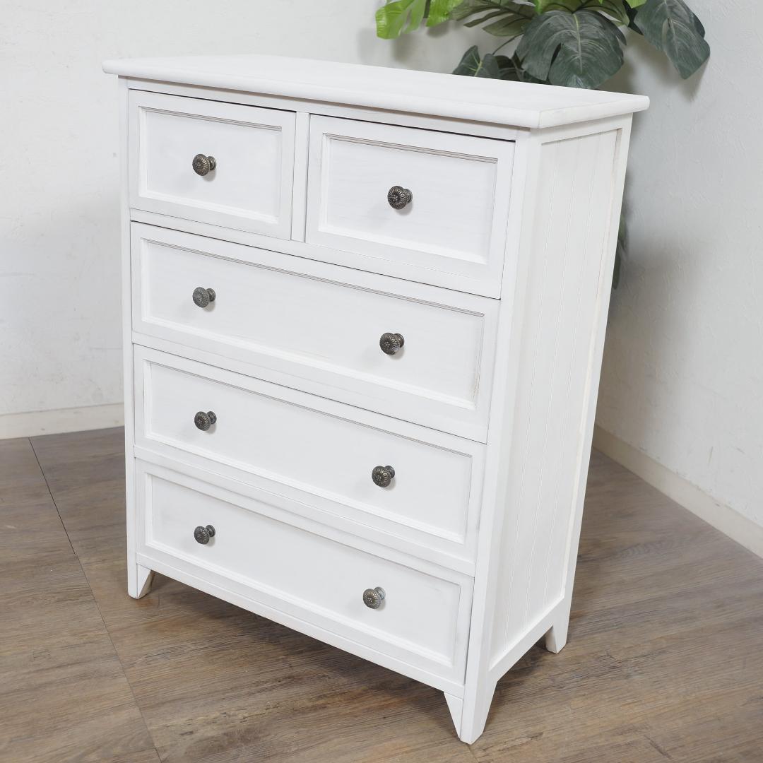 【新品・未使用】　アンティーク調　チェスト　4段5杯　 収納タンス　完成品