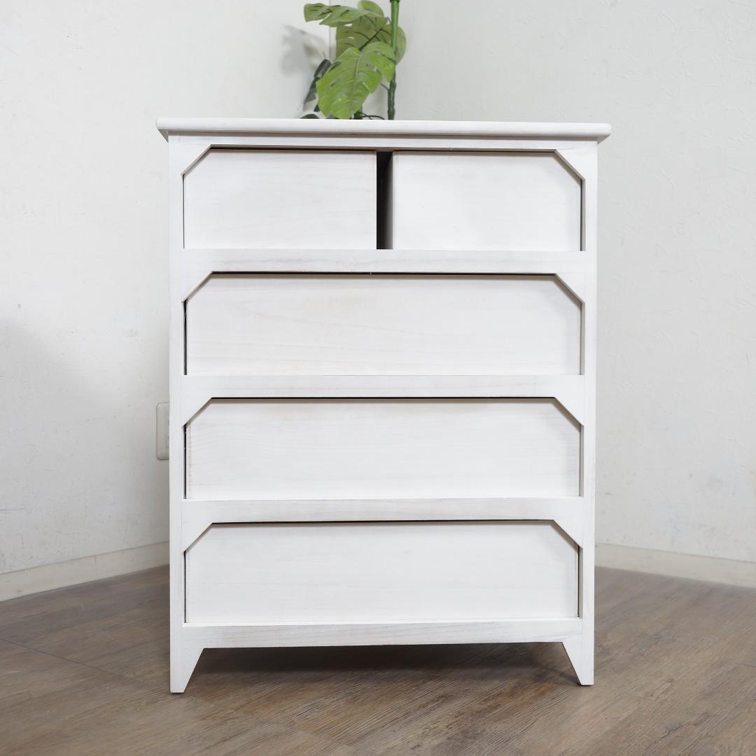 【新品・未使用】　アンティーク調　チェスト　4段5杯　 収納タンス　完成品