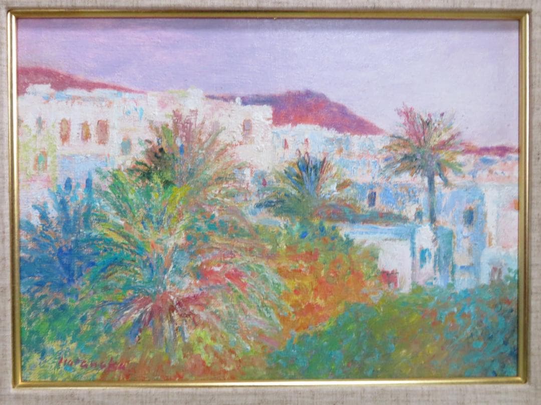 ◆ 畑中克仁　「ギリシャ（ミコノス島）」　油彩F4号　 真作保証 ◆