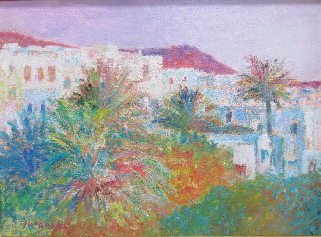 ◆ 畑中克仁　「ギリシャ（ミコノス島）」　油彩F4号　 真作保証 ◆