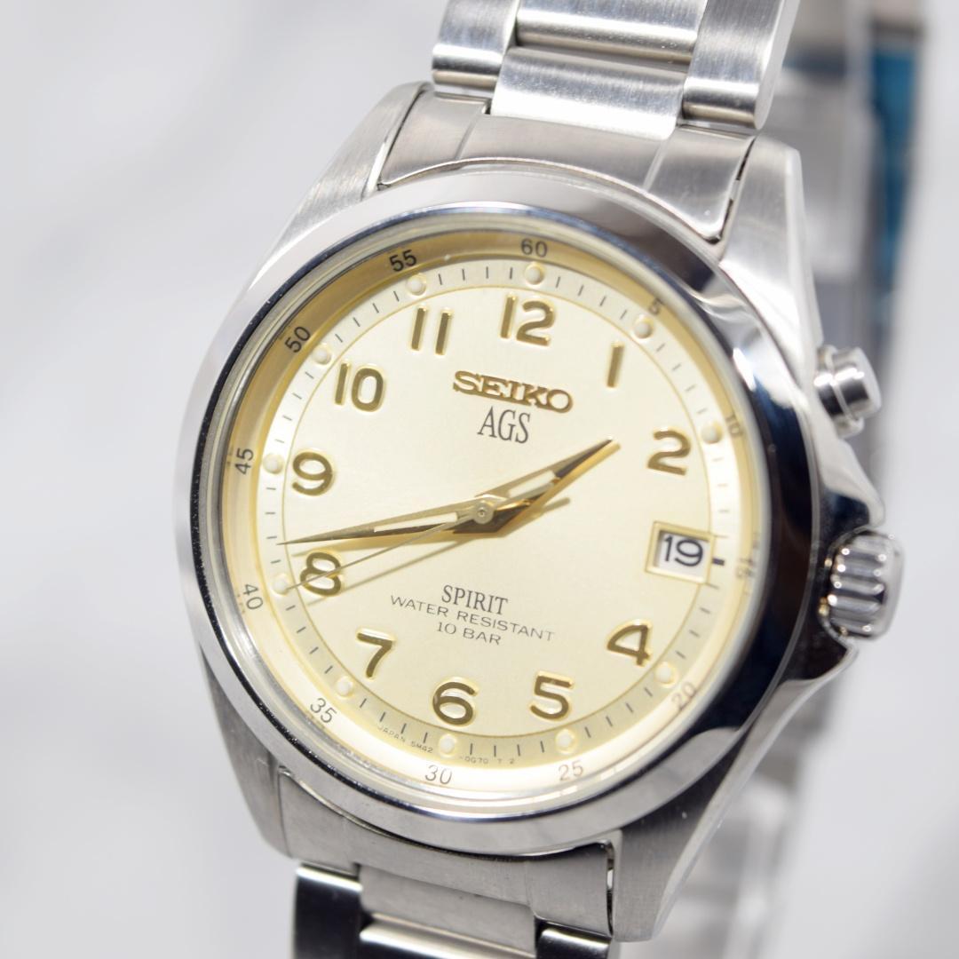 [超美品 箱付] 1997年製 セイコー スピリット AGS メンズ 新品電池