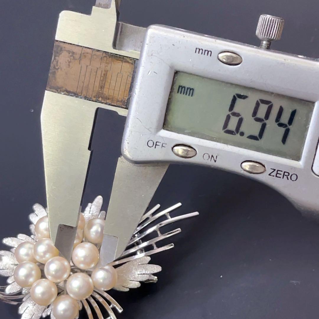 真珠 パール アコヤ真珠 SILVER 13珠 ブローチ 帯留め 2way