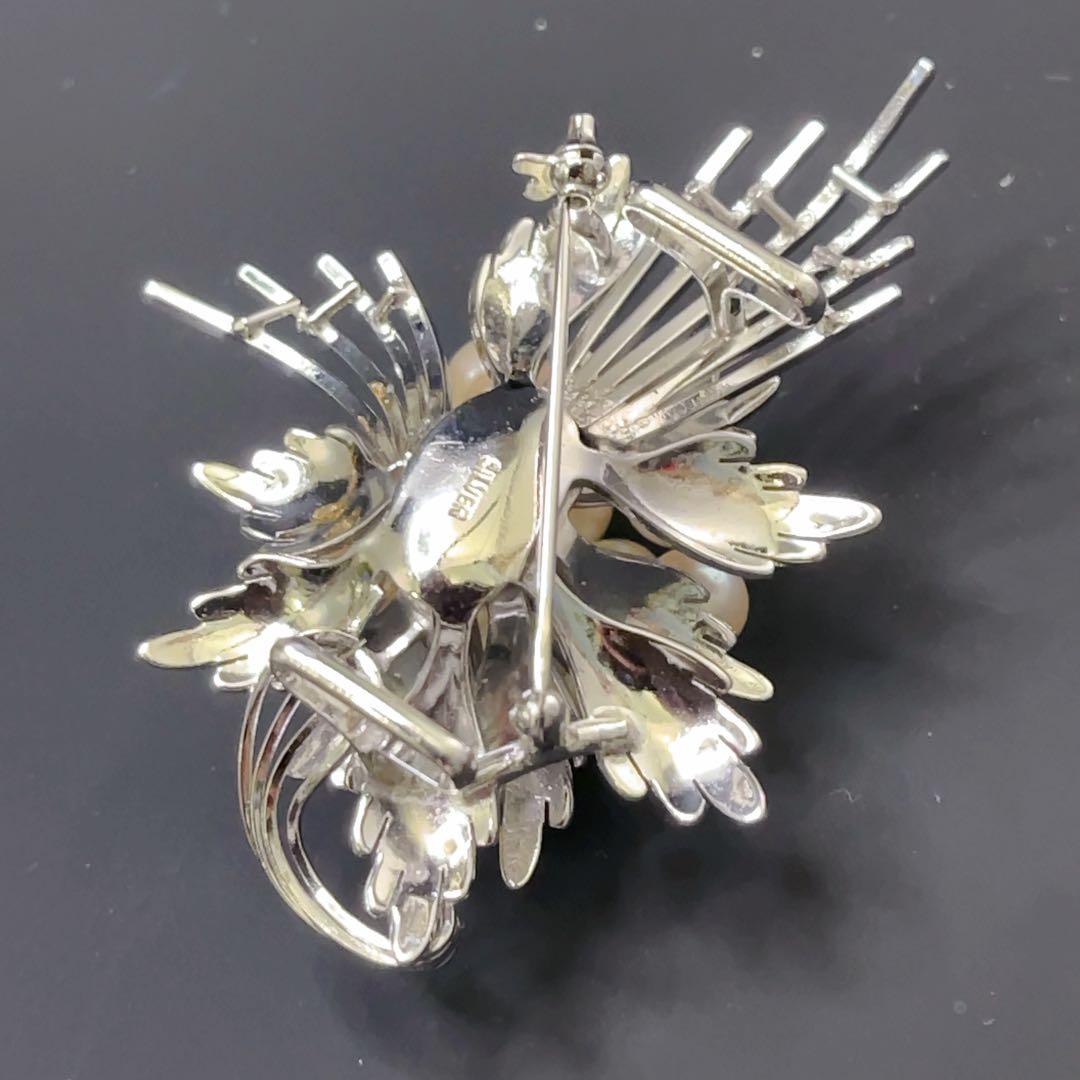 真珠 パール アコヤ真珠 SILVER 13珠 ブローチ 帯留め 2way