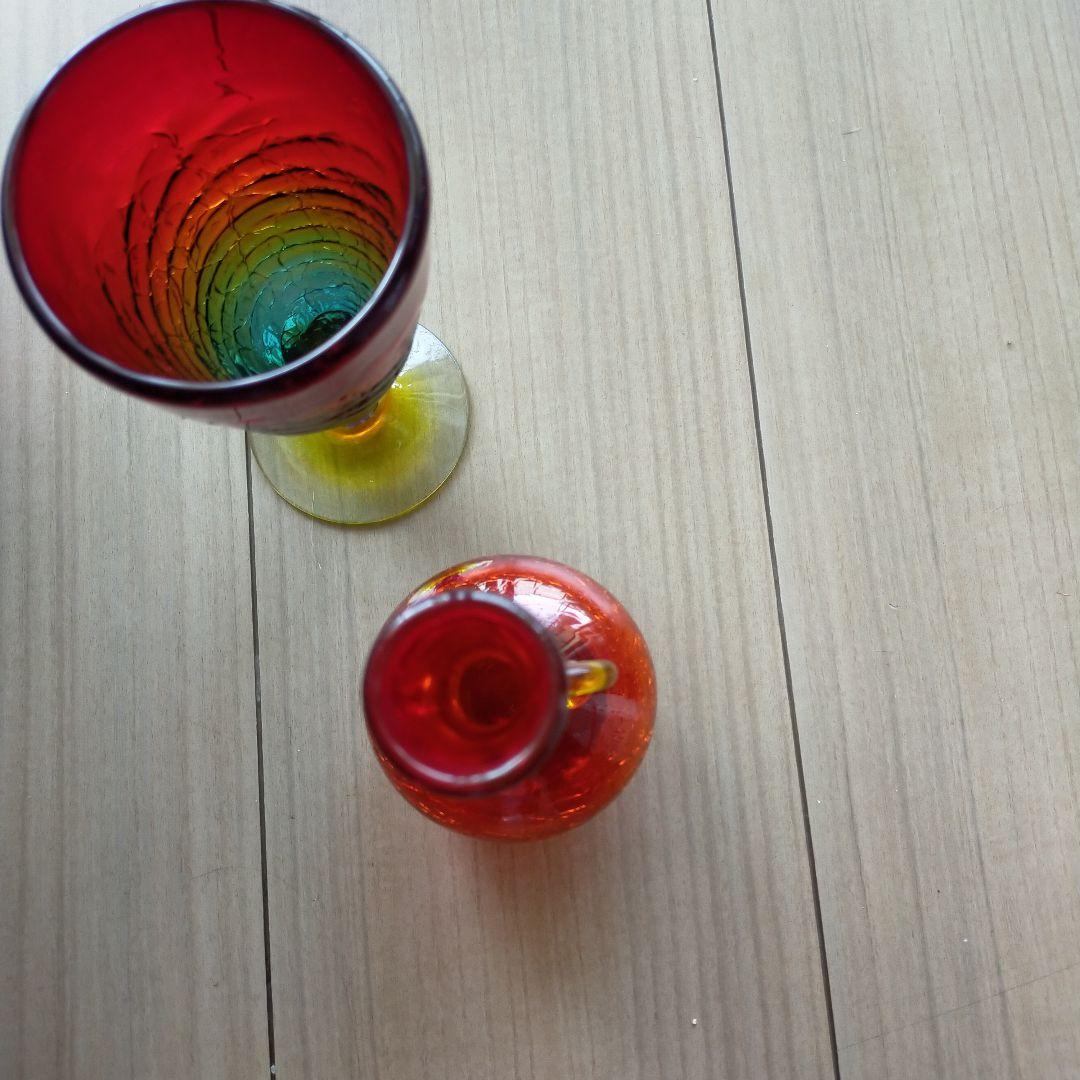 沖縄琉球ガラス　一輪挿し&ビアグラス