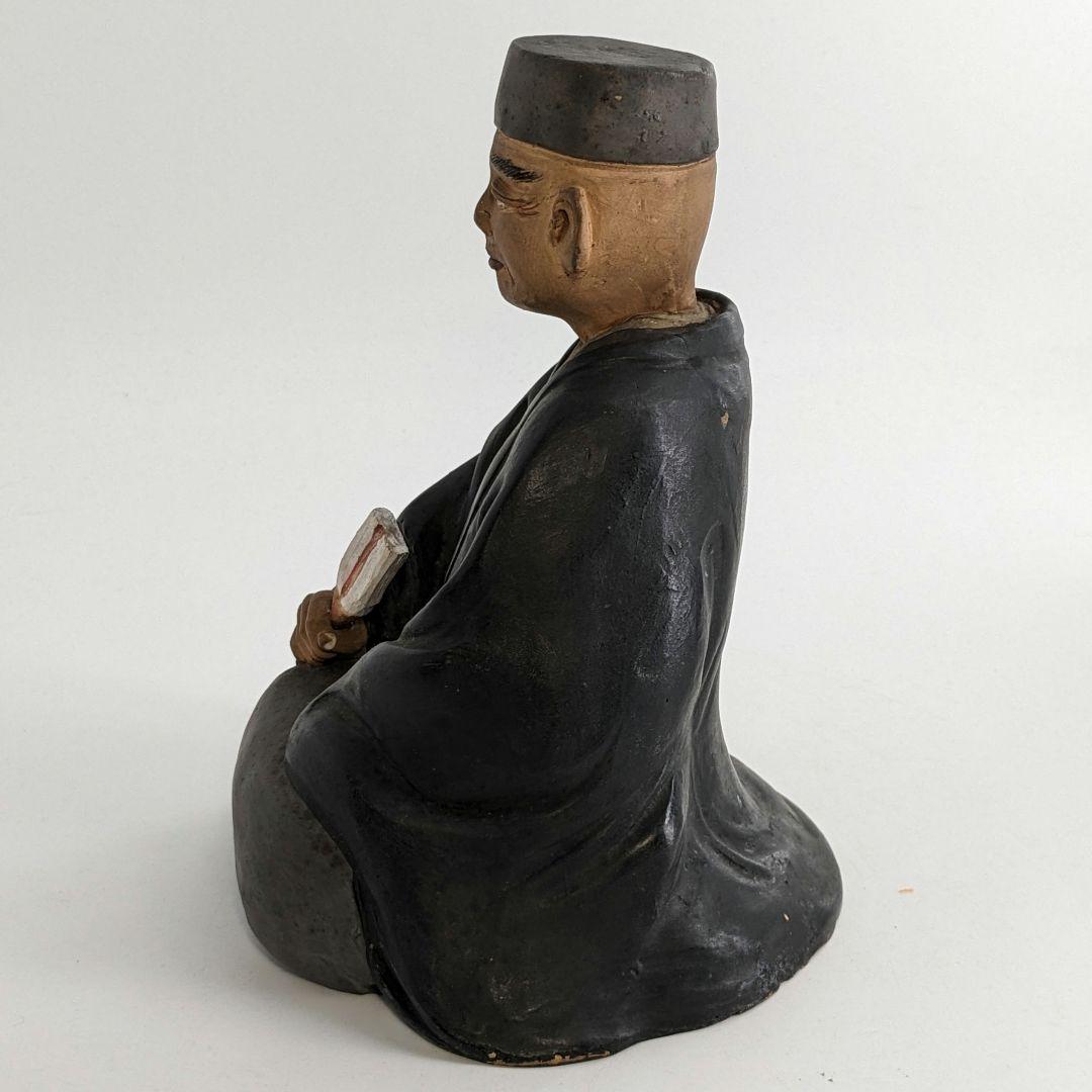 英昌堂泰山 京焼 千利休像 共箱合布 清水焼 陶器人形 置物 彩色陶器 千宗易