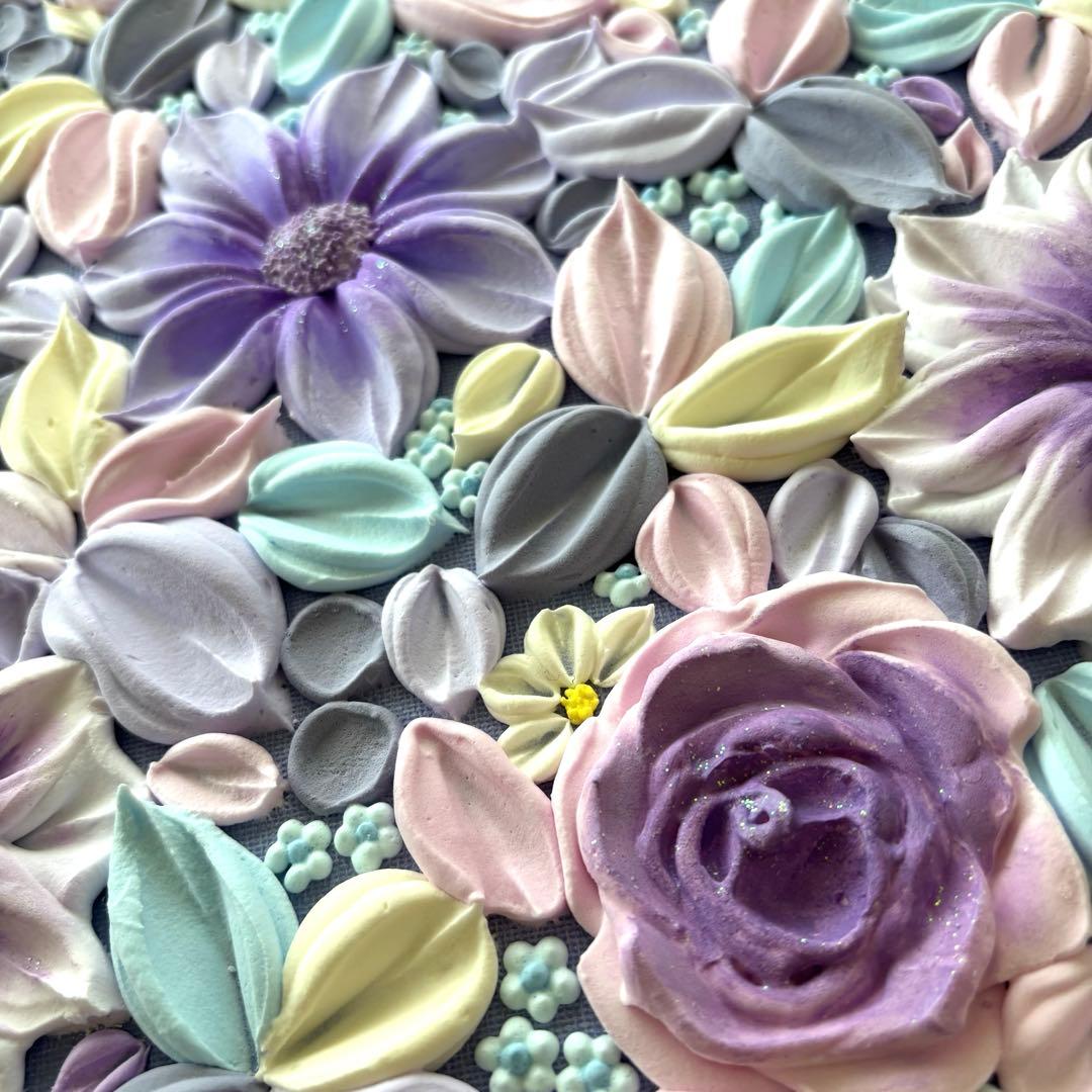 テクスチャーアート　花束　壁掛け　インテリア　現代アート　花の絵　フラワーアート